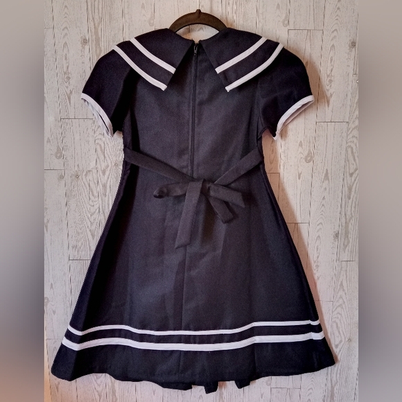 Rare Editions Navy Blue Sailor Dress Girls Size 6 Family Pictures - Picture 4 of 8